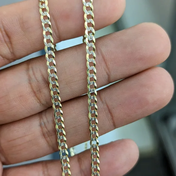 10kt Real Solid Gold Cuban Diamond Cut Chain 3.6mm 22 inch - Picture 5 of 12